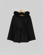 MANTEAU CAPE COL EFFET FOURRURE PIECE UNIQUE