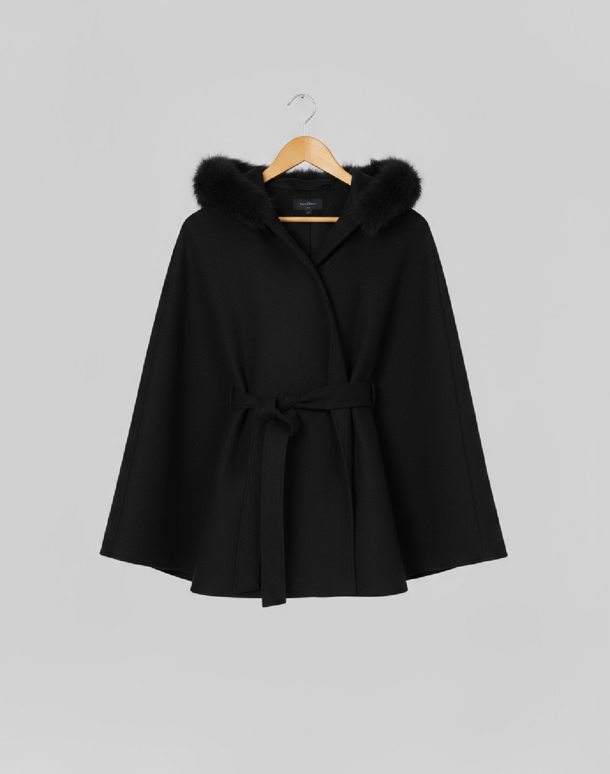 MANTEAU CAPE COL EFFET FOURRURE PIECE UNIQUE