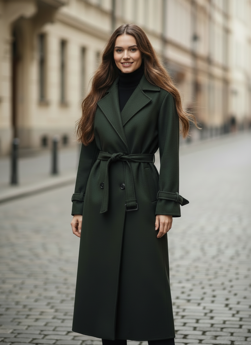 Manteau Clémence Vert sapin Maxi long