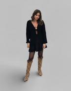 GILET A MAILLE BROCHE SOLEIL DORE PIECE UNIQUE