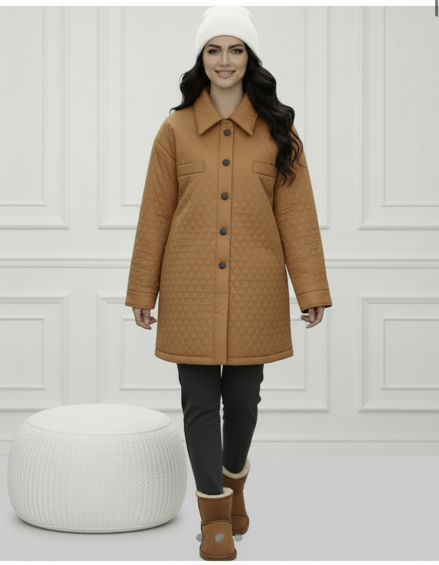 Blouson Matelassé Femme – Coupe Longue Élégante & Légère (Bella Linea)