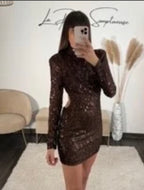 Robe Stardust – Dos Nu & Strass Chocolat
