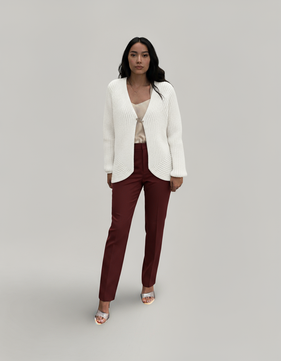 GILET A MAILLE BROCHE SOLEIL DORE PIECE UNIQUE