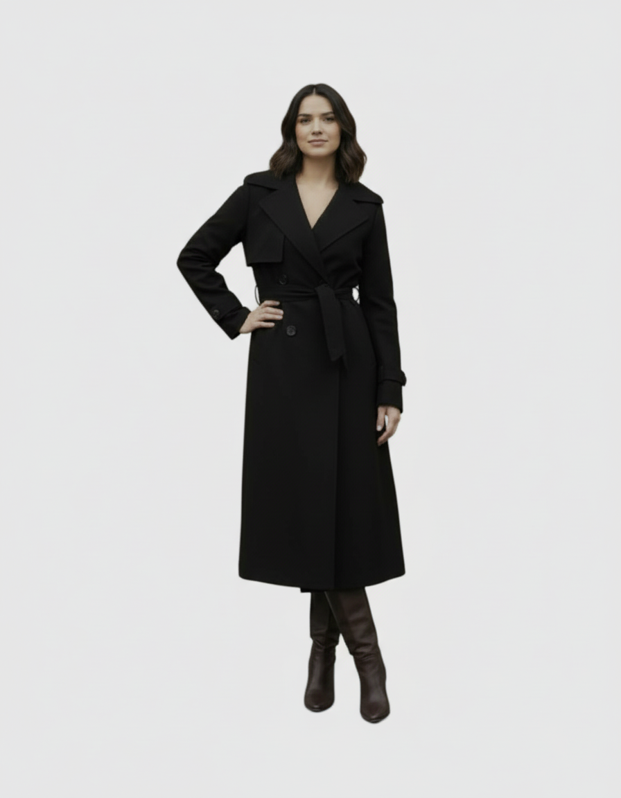 Manteau Clémence – Long, Ceinturé et Élégance Intemporelle