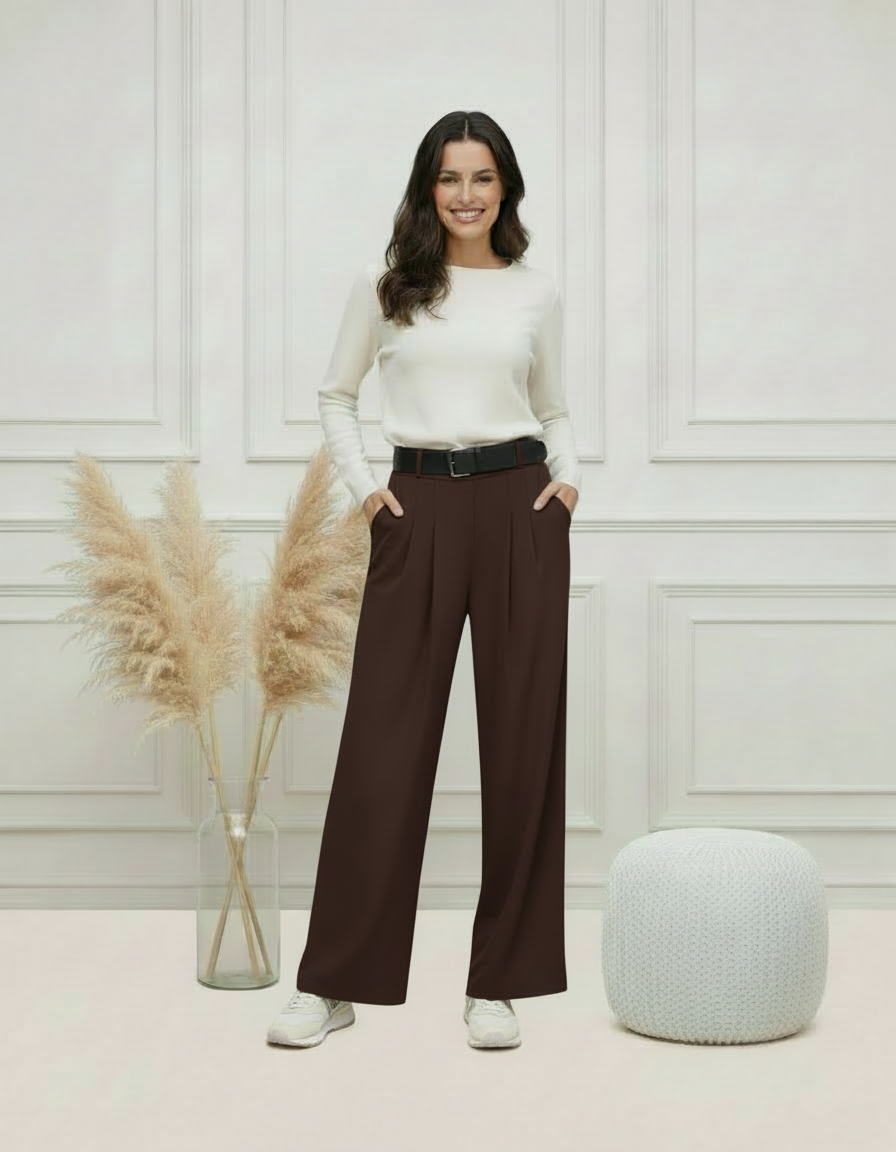 Pantalon Palazzo Taille Haute Femme – Coupe Fluide & Chic