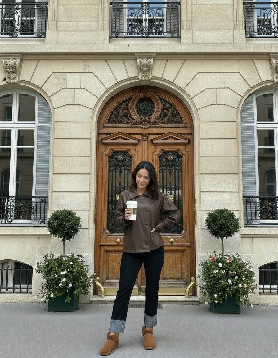 VESTE EFFET CUIR OVERSIZE PIECE UNIQUE