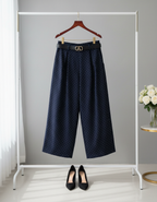 Pantalon ÉLYA Marine Full Strass – Taille Haute Fluide Chic du 34 au 44