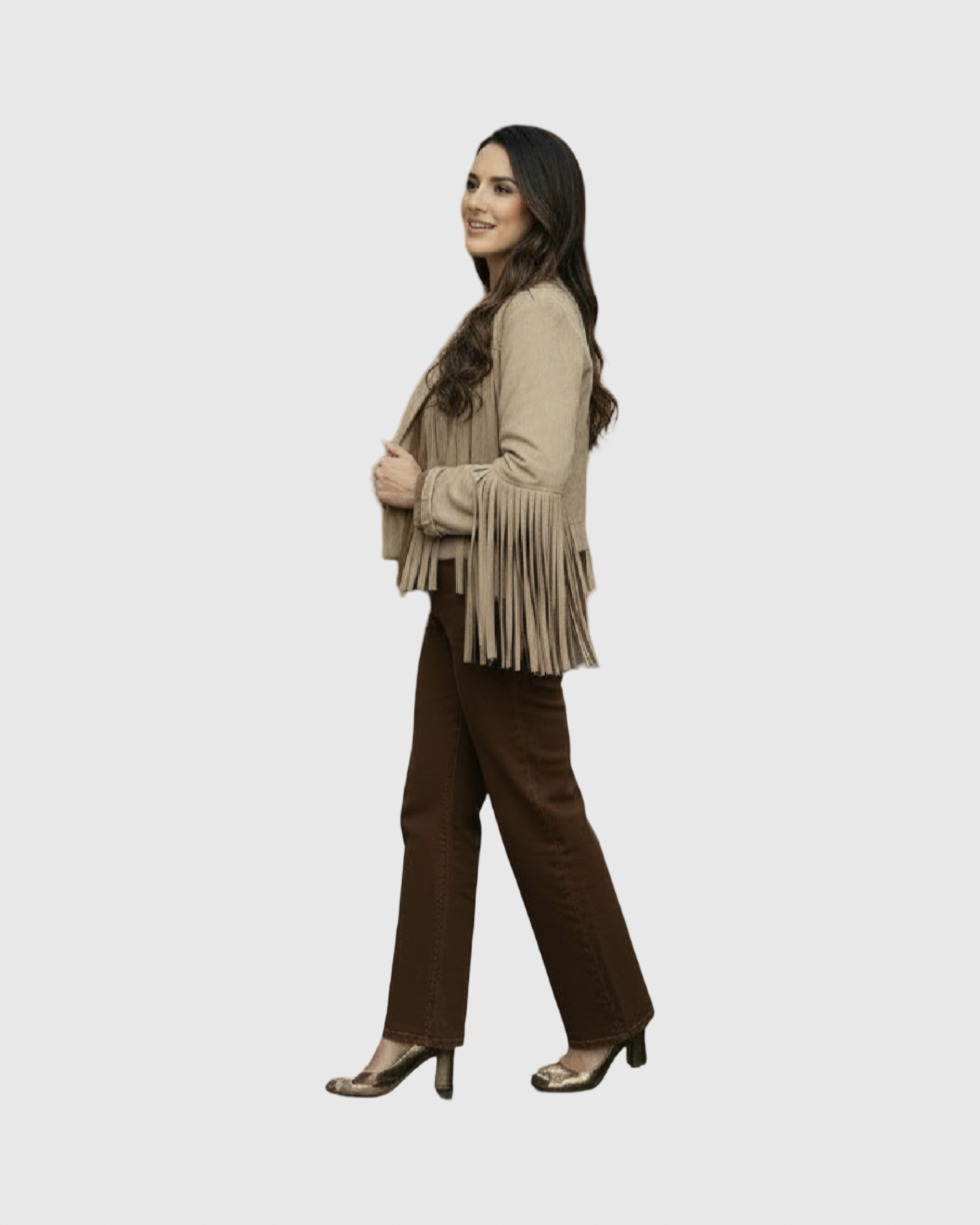 Veste Frangée Effet Suédine Femme – Made in Italy Style Bohème Chic