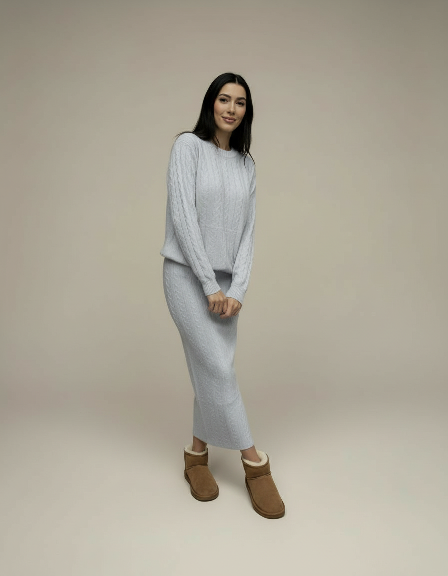 Ensemble maille Louna – Jupe longue & pull assorti – Chic et confortable