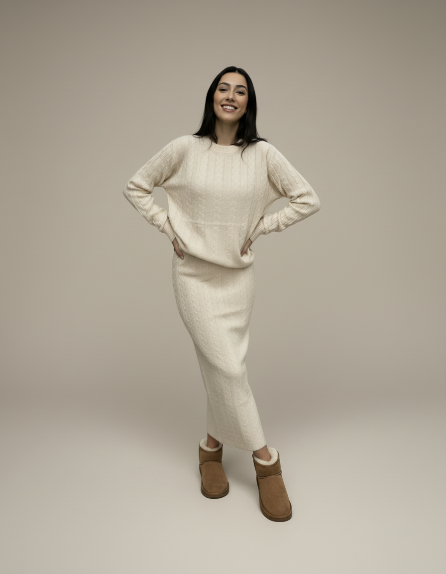 Ensemble maille Louna – Jupe longue & pull assorti – Chic et confortable