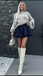 Jupe Pop Bulle Bleu Nuit Profond - Volume & Style