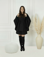 MANTEAU CAPE COL EFFET FOURRURE PIECE UNIQUE