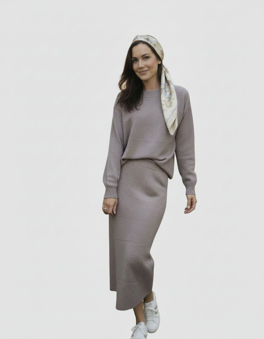 Ensemble Maille Chic Femme – Jupe Longue & Pull