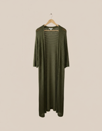 Gilet long maille ajourée sable pièce unique bohème chic