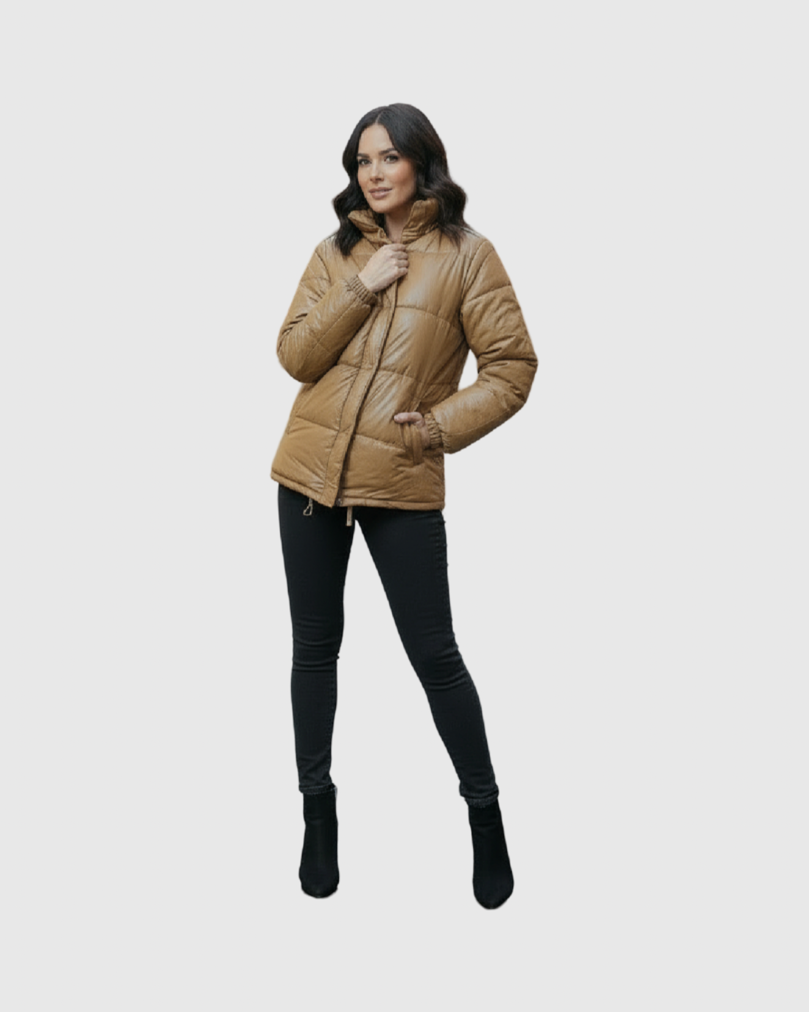 Doudoune Femme Effet Cuir – Chaude, Légère et Chic (Shining Star)