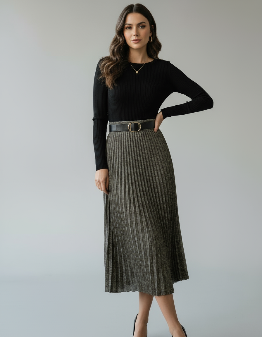 Jupe longue tweed scintillante