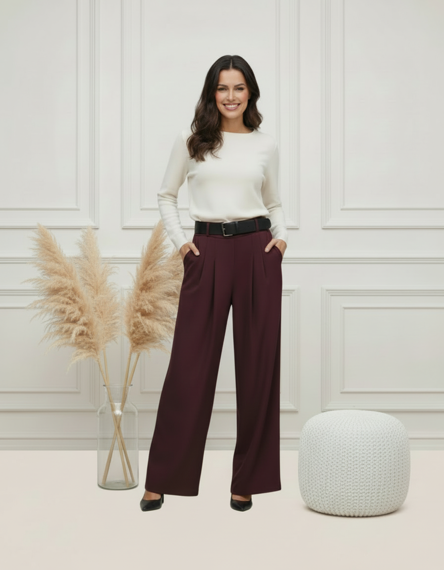 Pantalon Palazzo Taille Haute Femme – Coupe Fluide & Chic