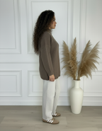 Pull Chiara Oversize Col Montant Femme – Maille Couture, Longue ou Courte Style Cocooning Chic