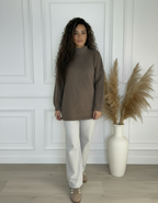 Pull Chiara Oversize Col Montant Femme – Maille Couture, Longue ou Courte Style Cocooning Chic