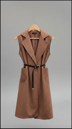 Gilet Long Sans Manches Effet Suédine – Coupe Chic & Moderne