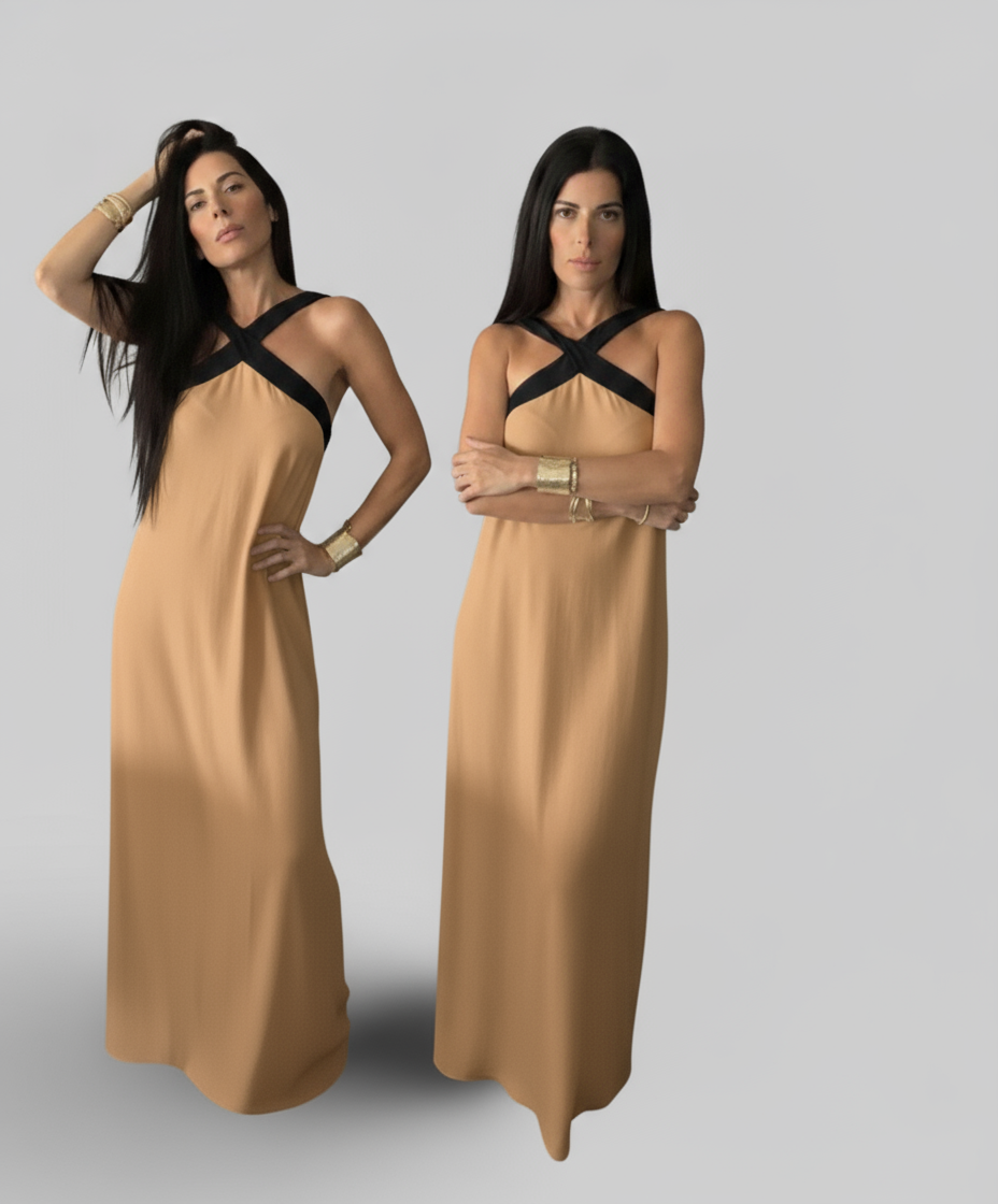 Robe croisées Bella Notte Camel