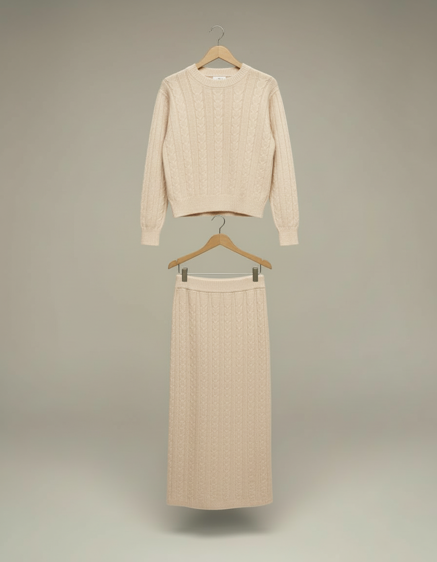 Ensemble maille Louna – Jupe longue & pull assorti – Chic et confortable