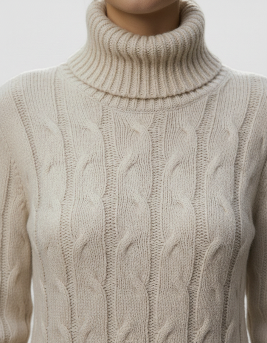 Robe Pull Longue Femme – Maille Torsadée & Col Roulé (Coupe Chic et Chaude)