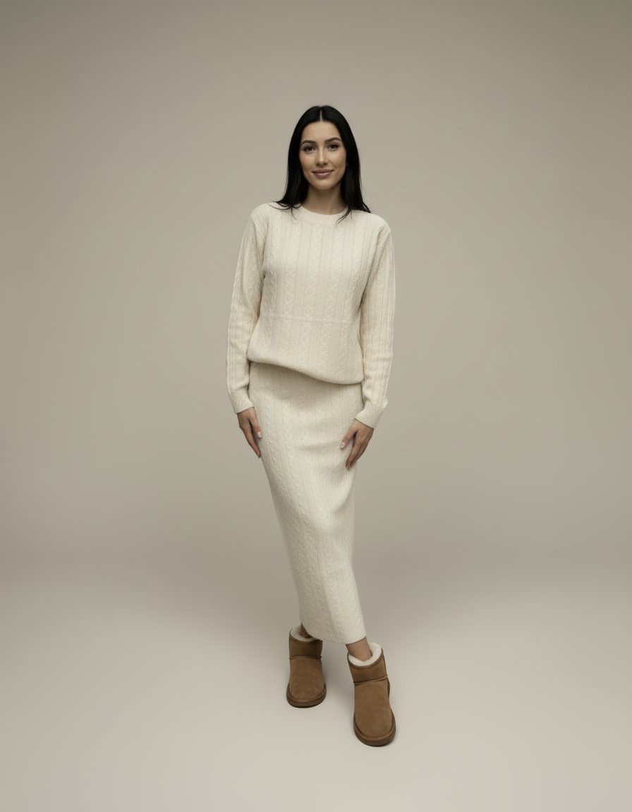 Ensemble maille Louna – Jupe longue & pull assorti – Chic et confortable