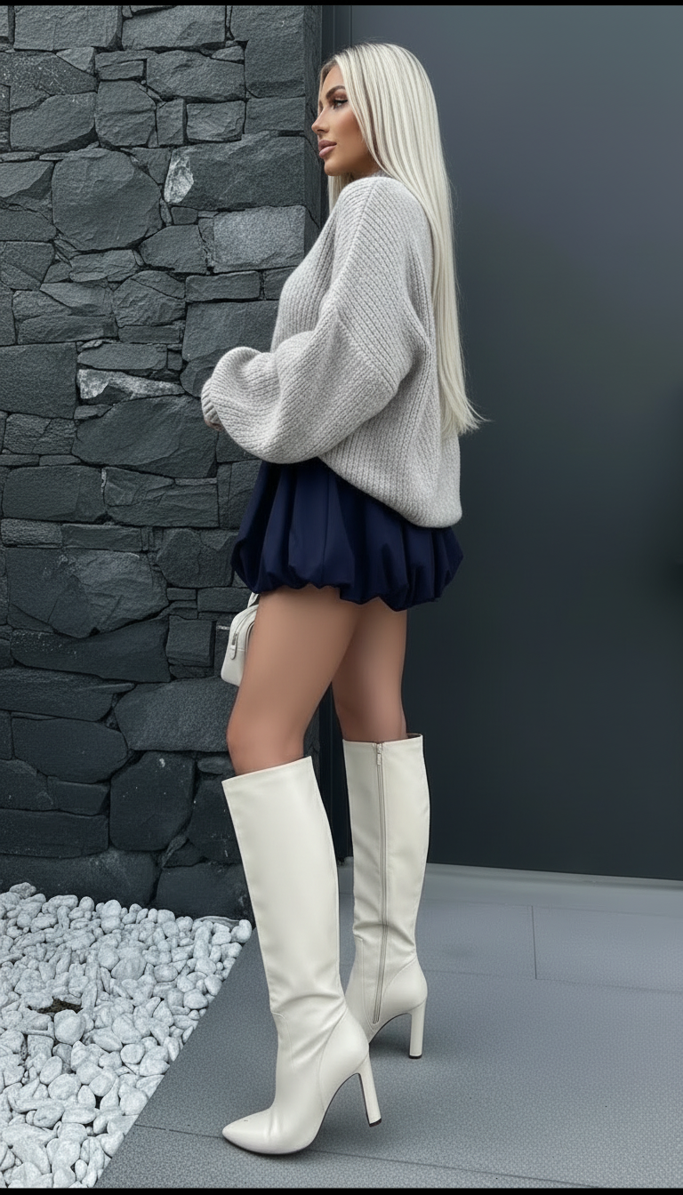 Jupe Pop Bulle Bleu Nuit Profond - Volume & Style