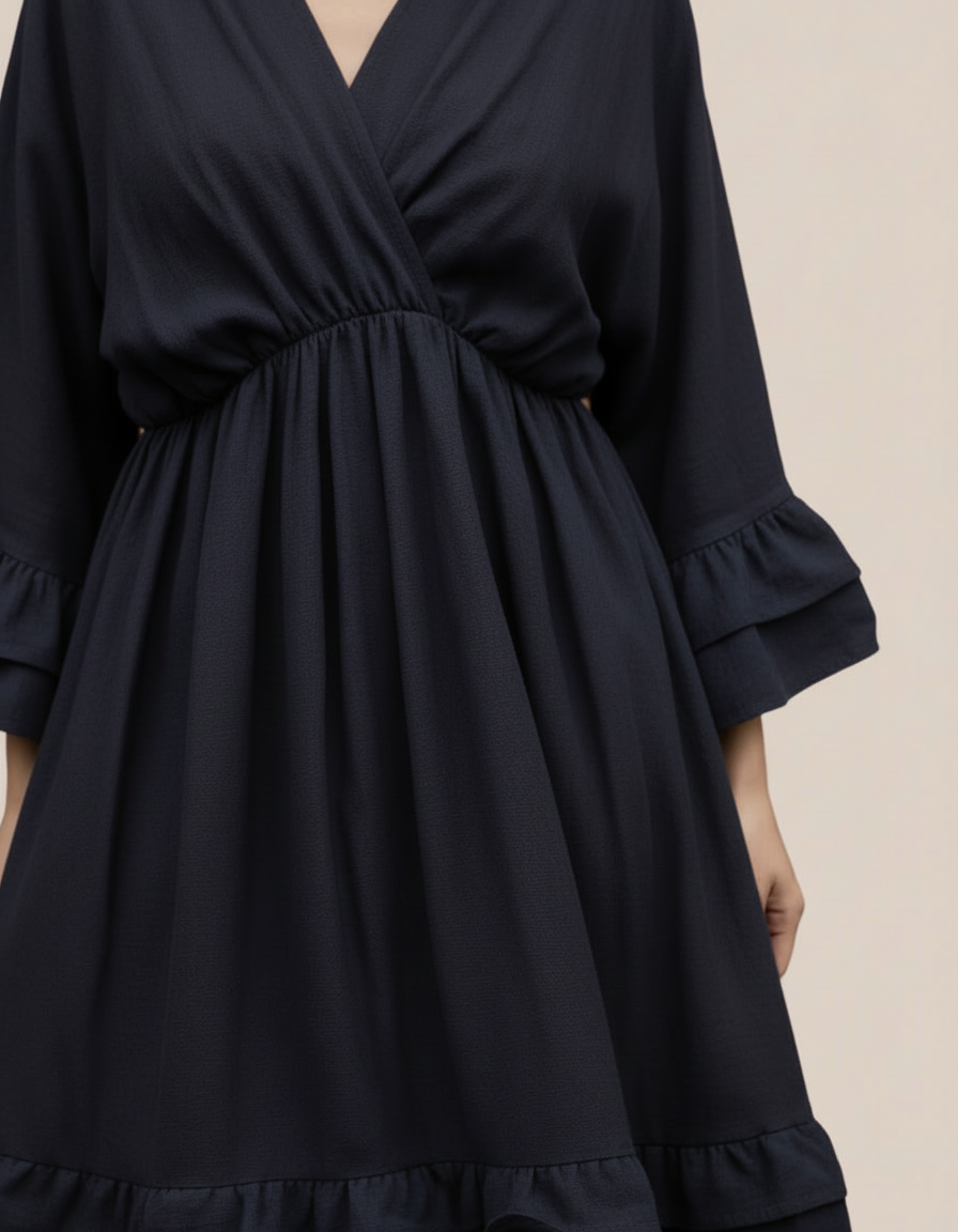 Robe longue cache-cœur Venezia – Bohème chic volantée Made in Italy