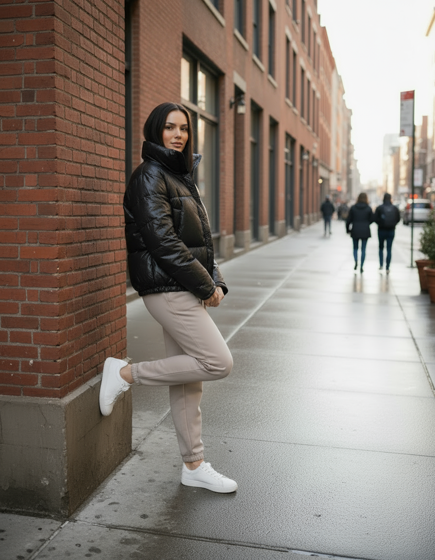 Doudoune chaude effet satiné