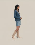 Gilet maille douce broche soleil – gilet court chic femme Made in Italy