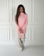 Pull Chiara Oversize Col Montant Femme – Maille Couture, Longue ou Courte Style Cocooning Chic