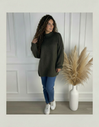 Pull Chiara Oversize Col Montant Femme – Maille Couture, Longue ou Courte (Style Cocooning Chic)