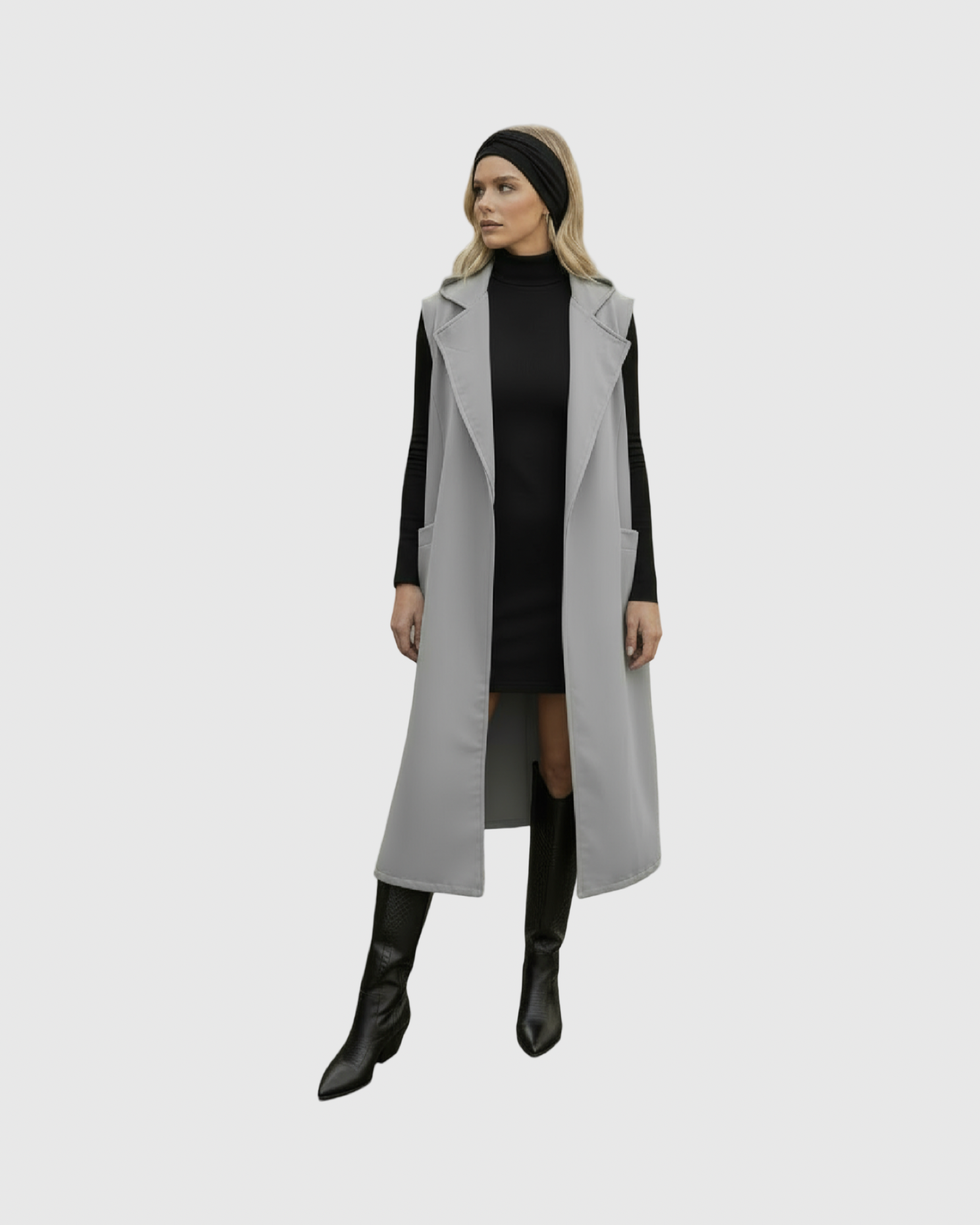 Gilet Long Sans Manches Effet Suédine – Coupe Chic & Moderne