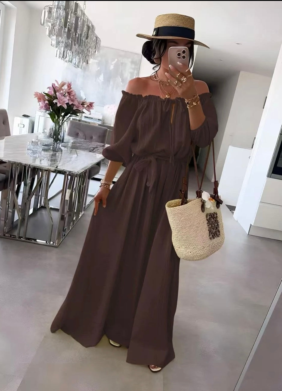 Robe longue bohème Zeina - Ebène chic