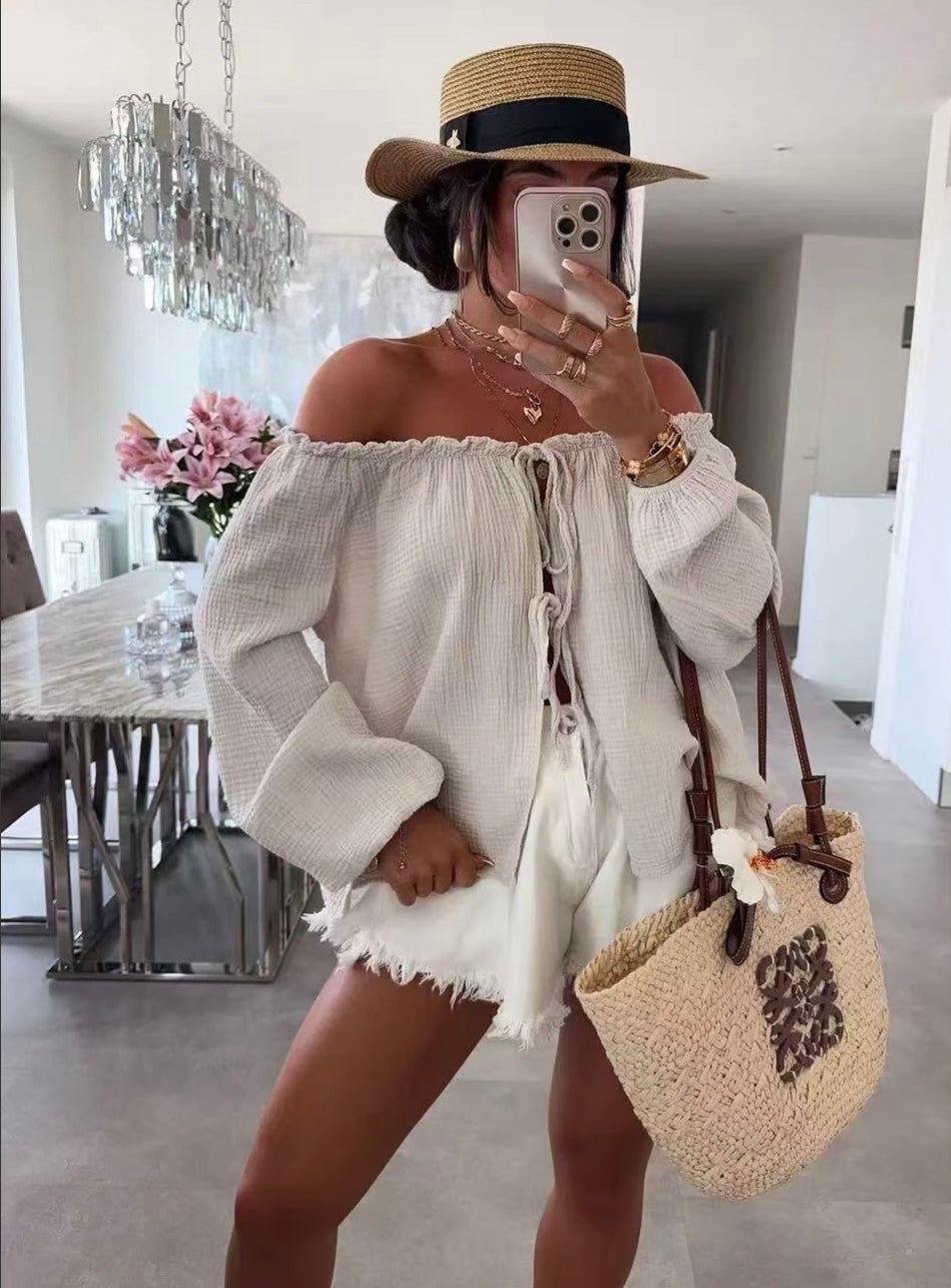 Blouse Bardot - Sable clair
