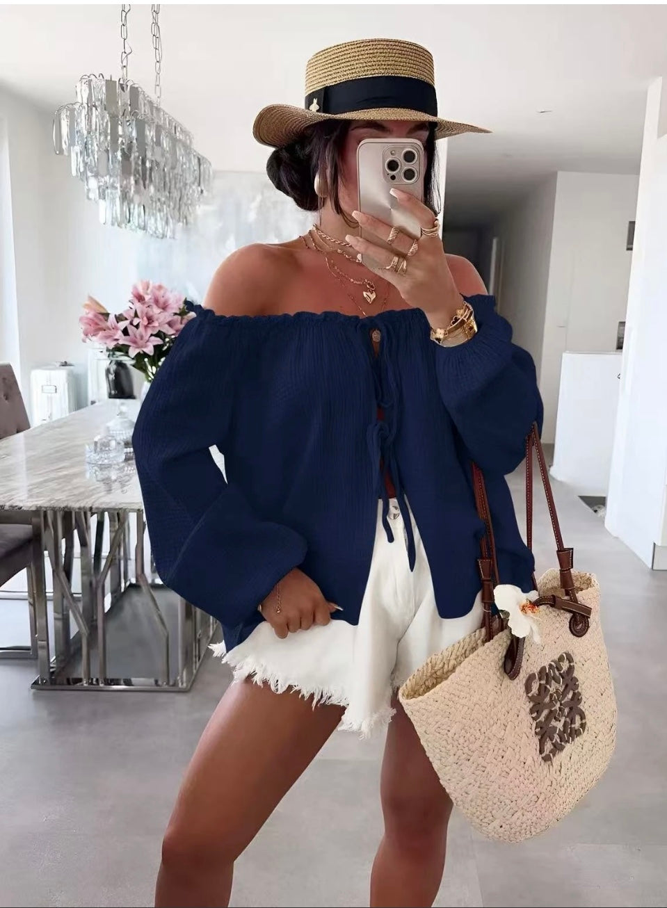 Blouse Bardot Saphir Nuit