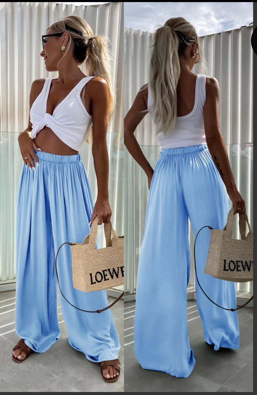 Pantalon Palma - Bleu ciel Fluide et Elégant