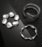 Sets Galets d'Argent -3 Bracelets Design