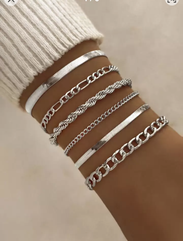 Set de Bracelets Argenté Style chaînes