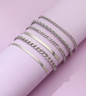 Set de Bracelets Argenté Style chaînes