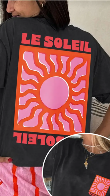 T- shirt Soleil - Noir délavé