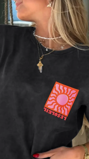 T- shirt Soleil - Noir délavé