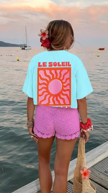 T- Shirt Soleil - Bleu turquoise