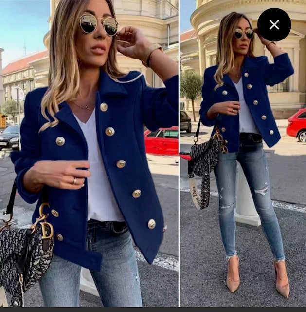 Veste Bella Premium - Bleu Marine Boutons dorés chic