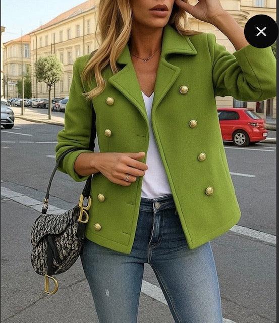 Veste Bella Premium - Vert pistache - Boutons dorés chic