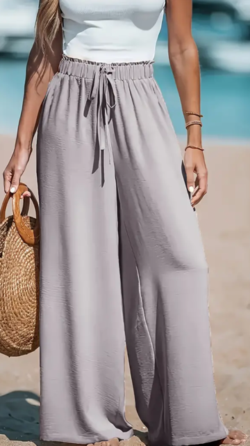 Pantalon Palazzo - Gris Perle argenté