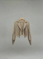 Veste Frangée Effet Suédine Femme – Made in Italy Style Bohème Chic