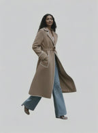 Manteau Long Laine Femme – Détails Contrastés Couture (Made in Italy)